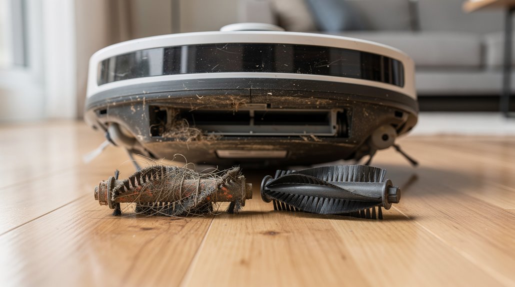 brush roll wear from debris